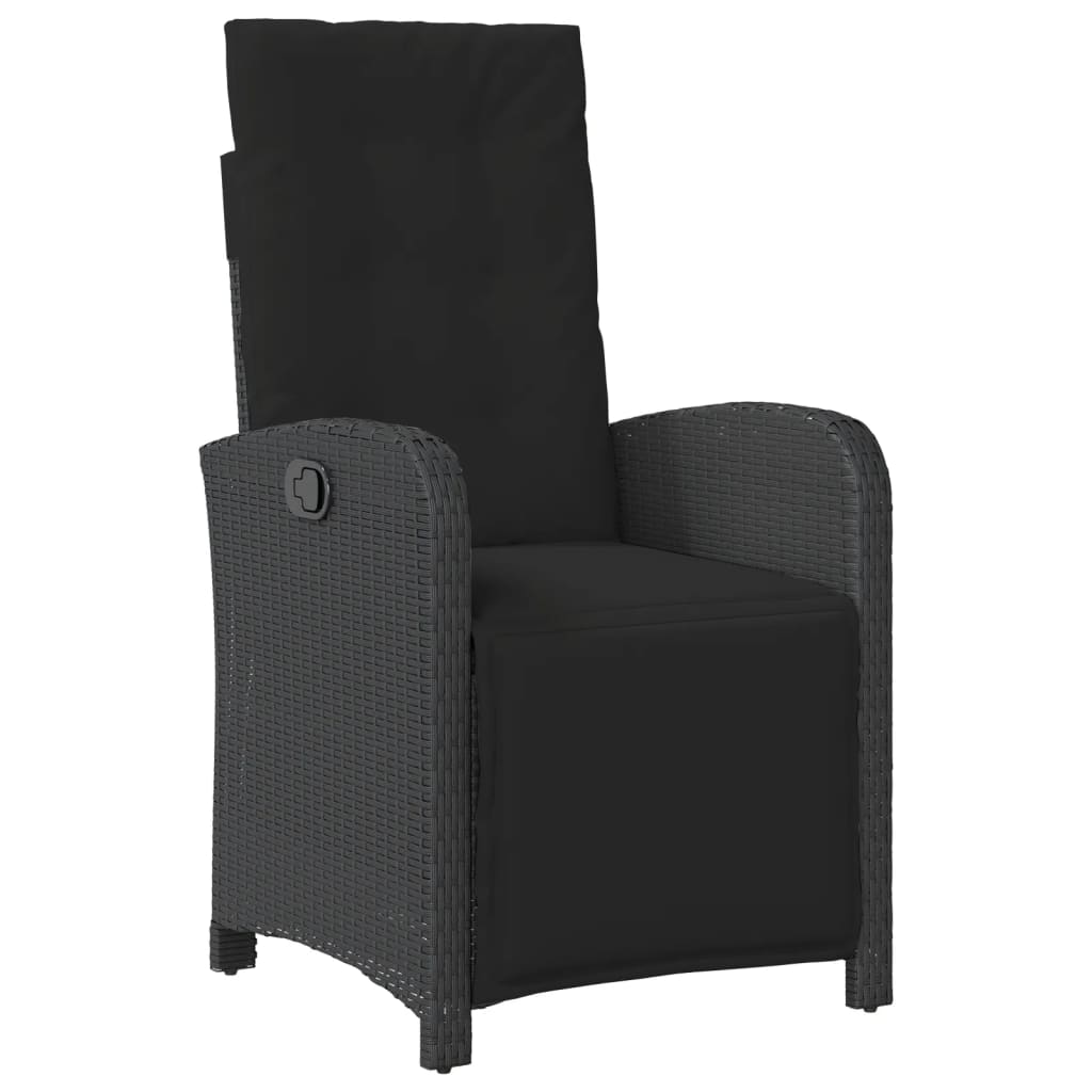 Ensemble de bistro 3 pcs avec coussins noir résine tressée