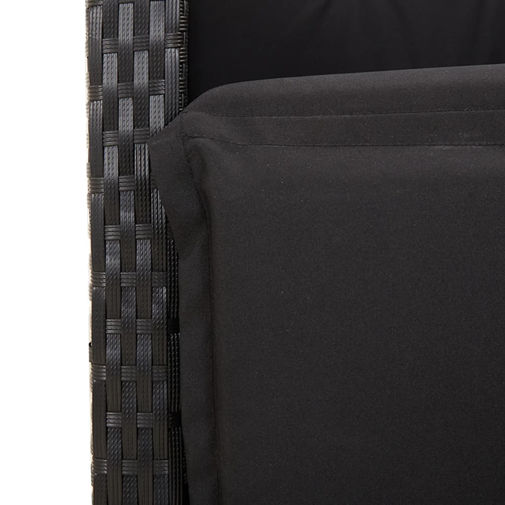 Ensemble de bistro 3 pcs avec coussins noir résine tressée