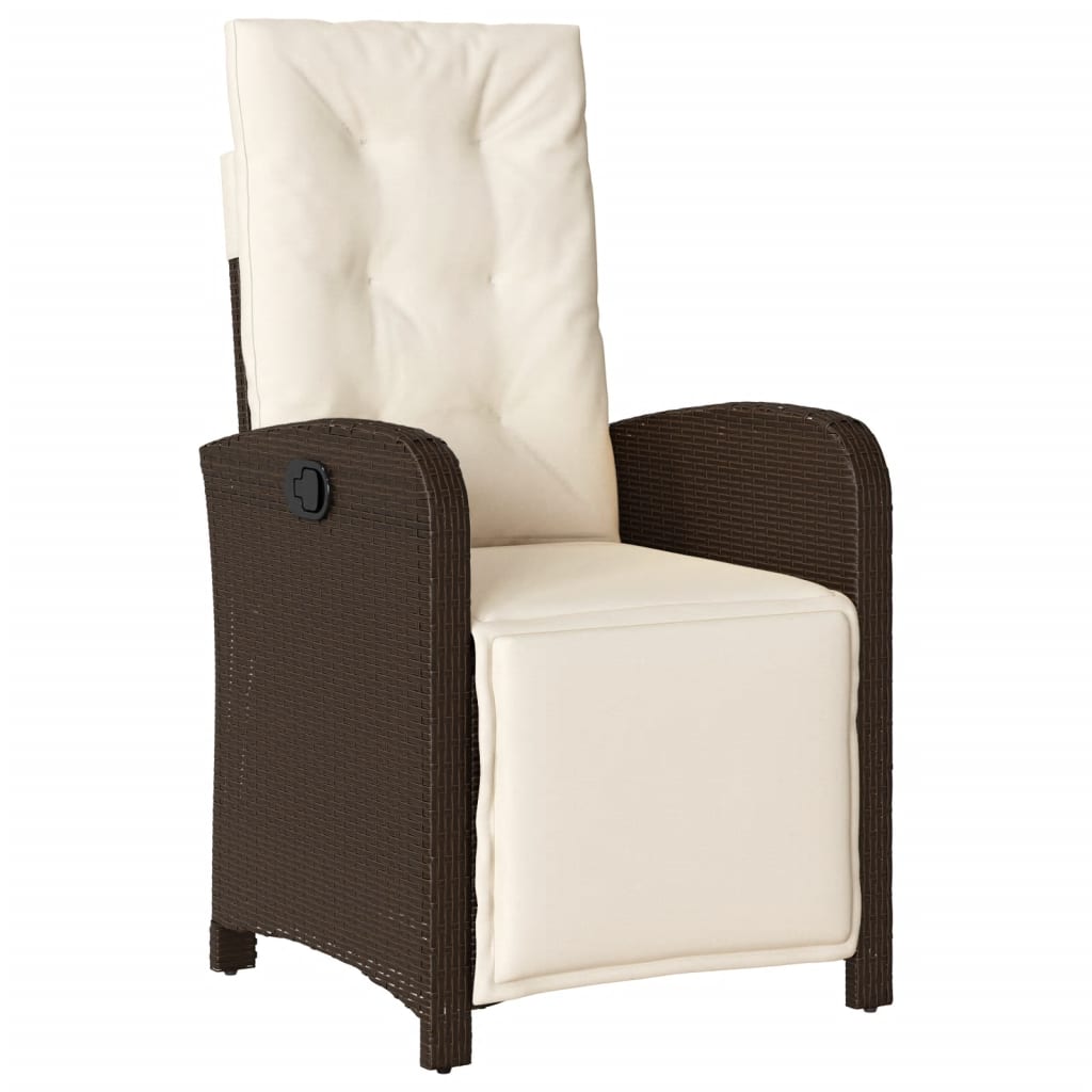 Ensemble à manger de jardin 5 pcs et coussins marron poly rotin
