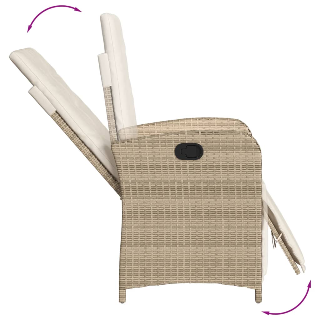 Ensemble de bistro 3 pcs avec coussins beige résine tressée