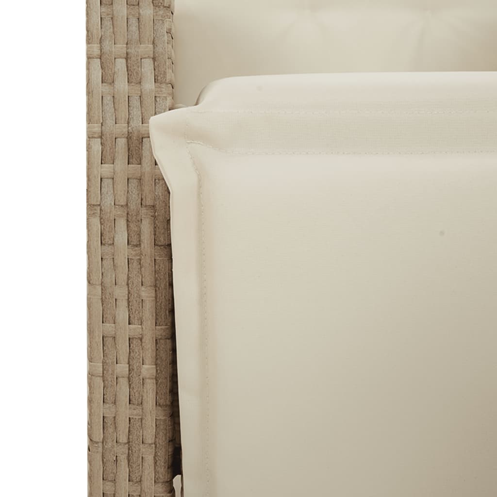 Ensemble de bistro 3 pcs avec coussins beige résine tressée