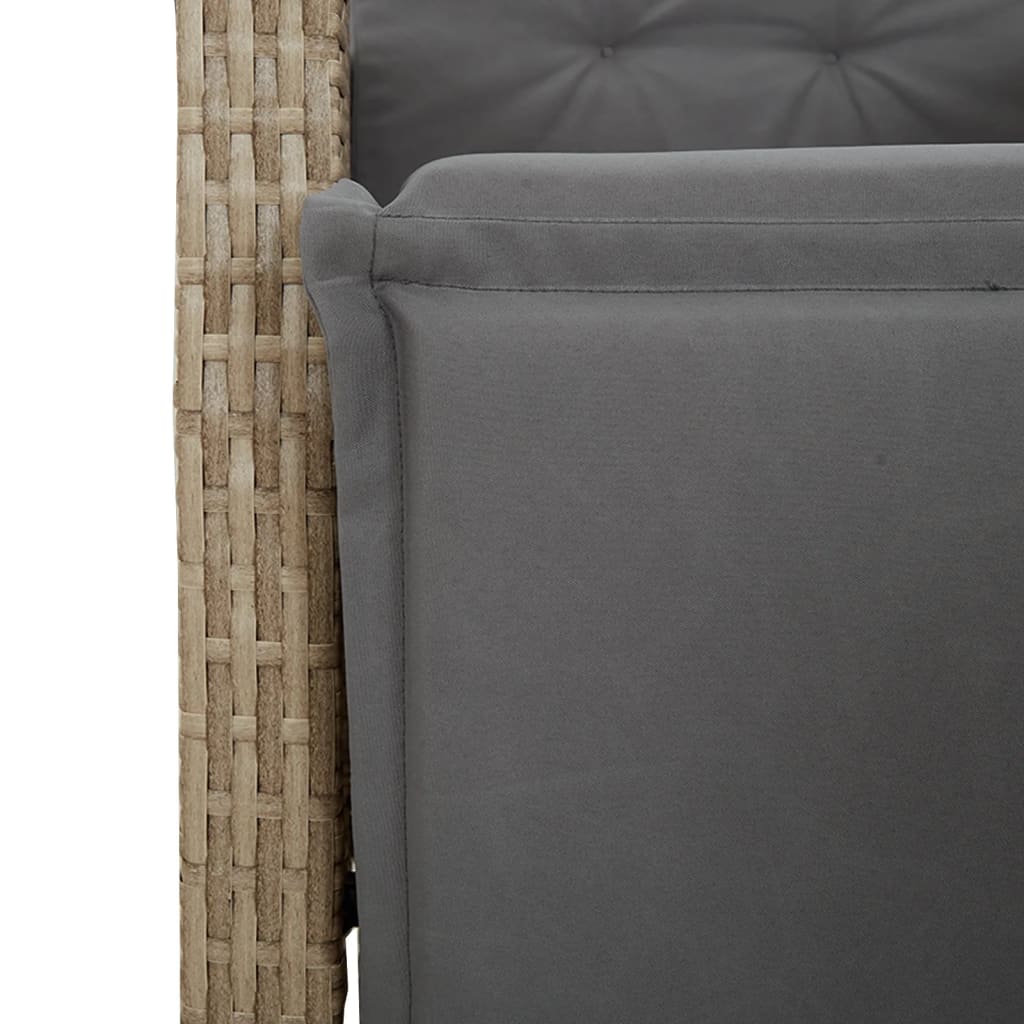 Ensemble de bistro 3 pcs avec coussins beige résine tressée