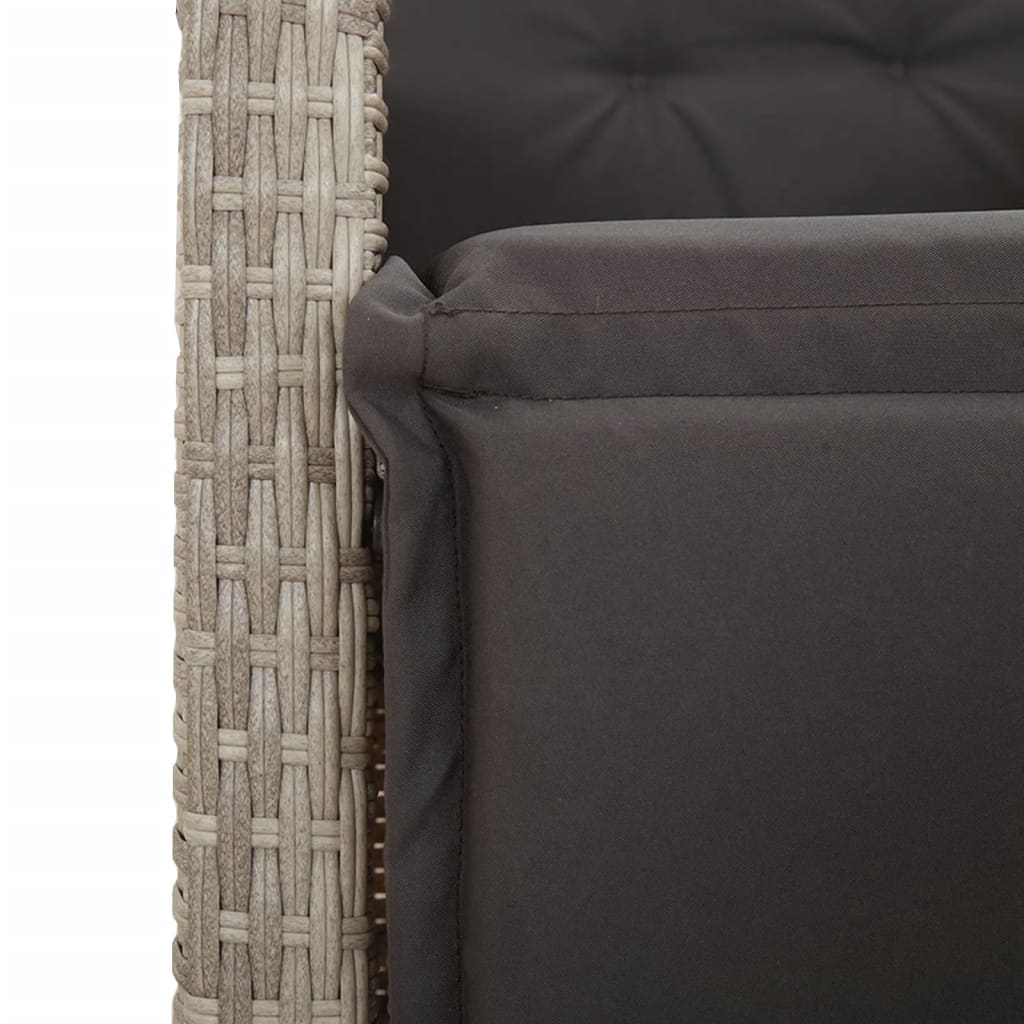 Ensemble de bistro 3 pcs et coussins gris clair résine tressée