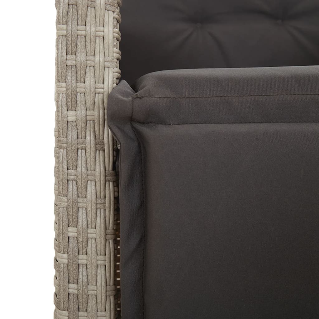 Ensemble à manger de jardin et coussins 5 pcs gris clair rotin