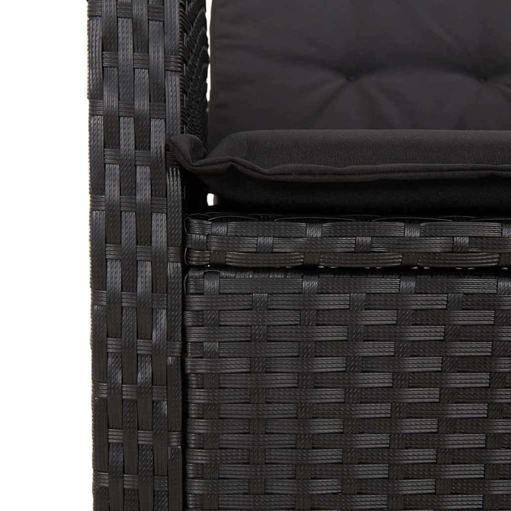 Ensemble à manger de jardin coussins 7pcs Noir Résine tressée