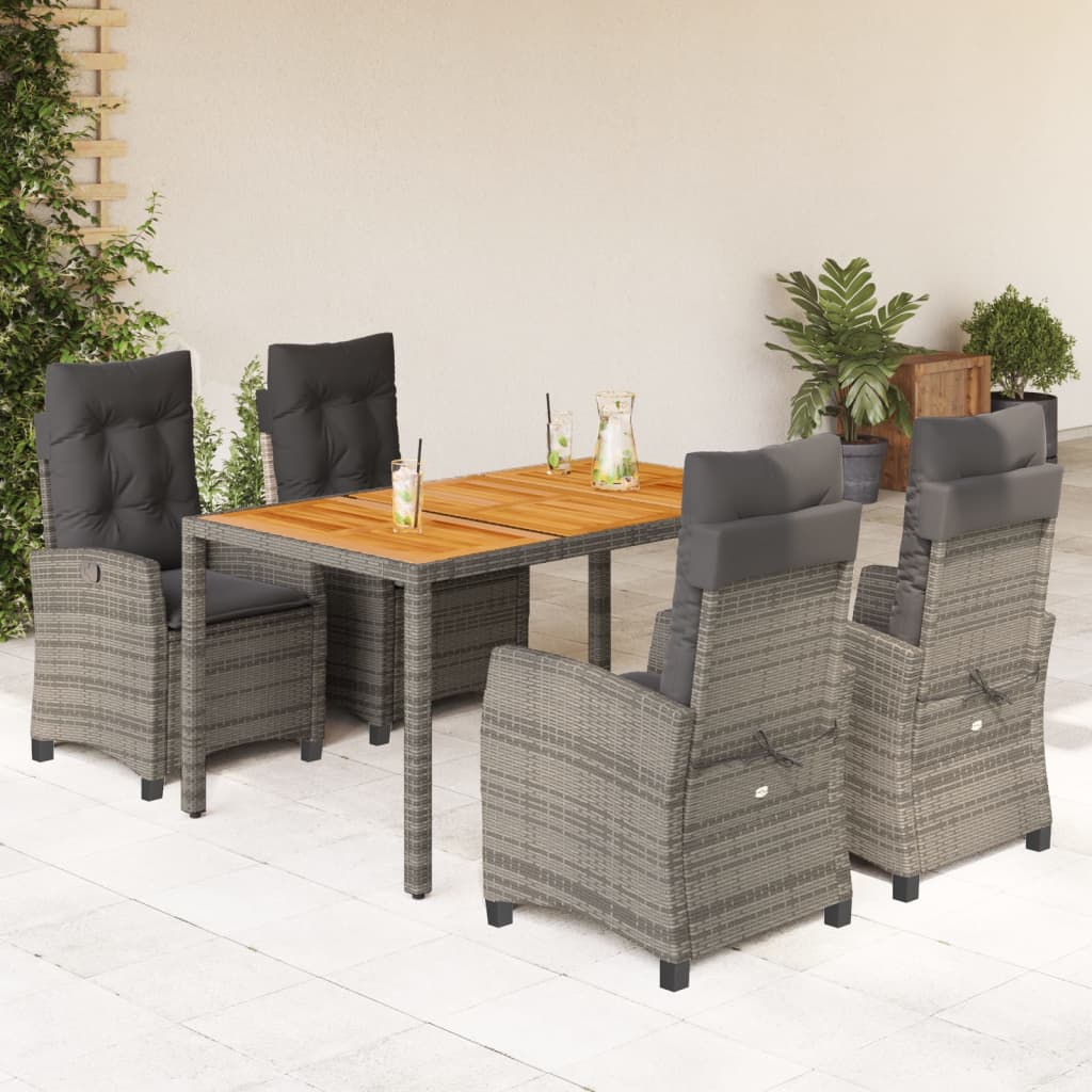 Ensemble à manger de jardin 5 pcs coussins gris résine tressée Salons de jardin vidaXL