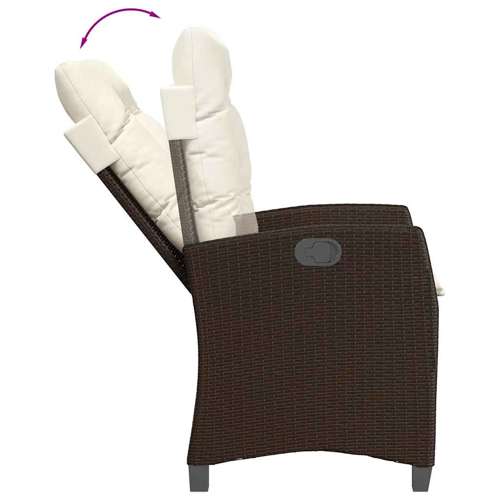 Ensemble à manger de jardin 5 pcs et coussins marron poly rotin