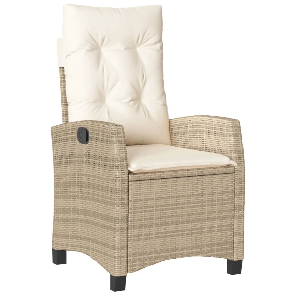Ensemble à manger de jardin et coussins 3 pcs Beige poly rotin