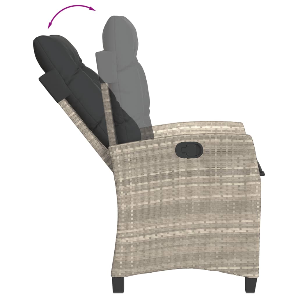 Ensemble à manger de jardin et coussins 5 pcs gris clair rotin
