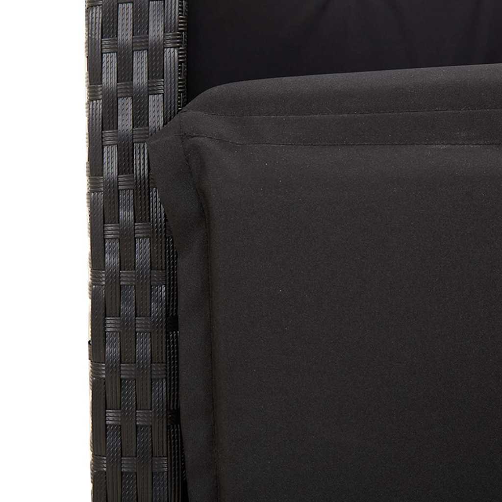 Ensemble à manger de jardin avec coussins 3 pcs Noir