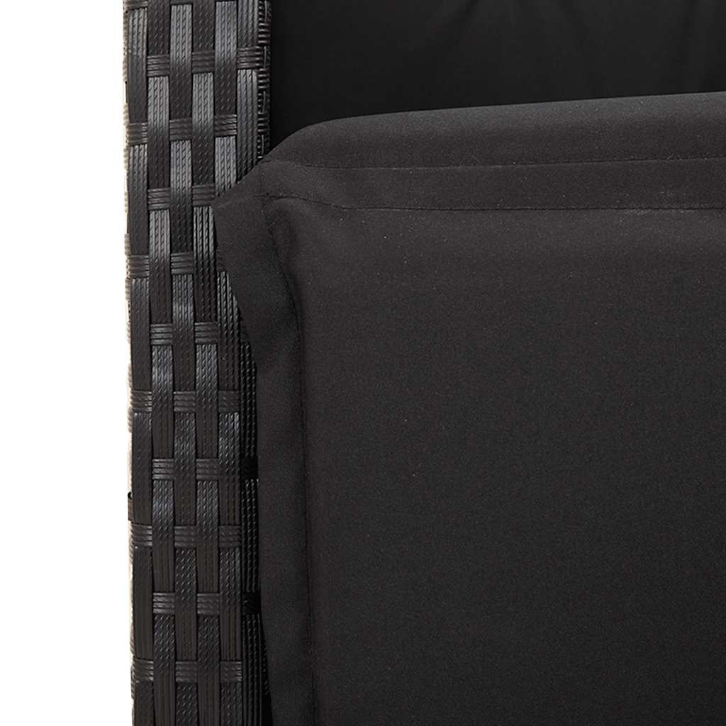 Ensemble à manger de jardin coussins 5pcs Noir Résine tressée