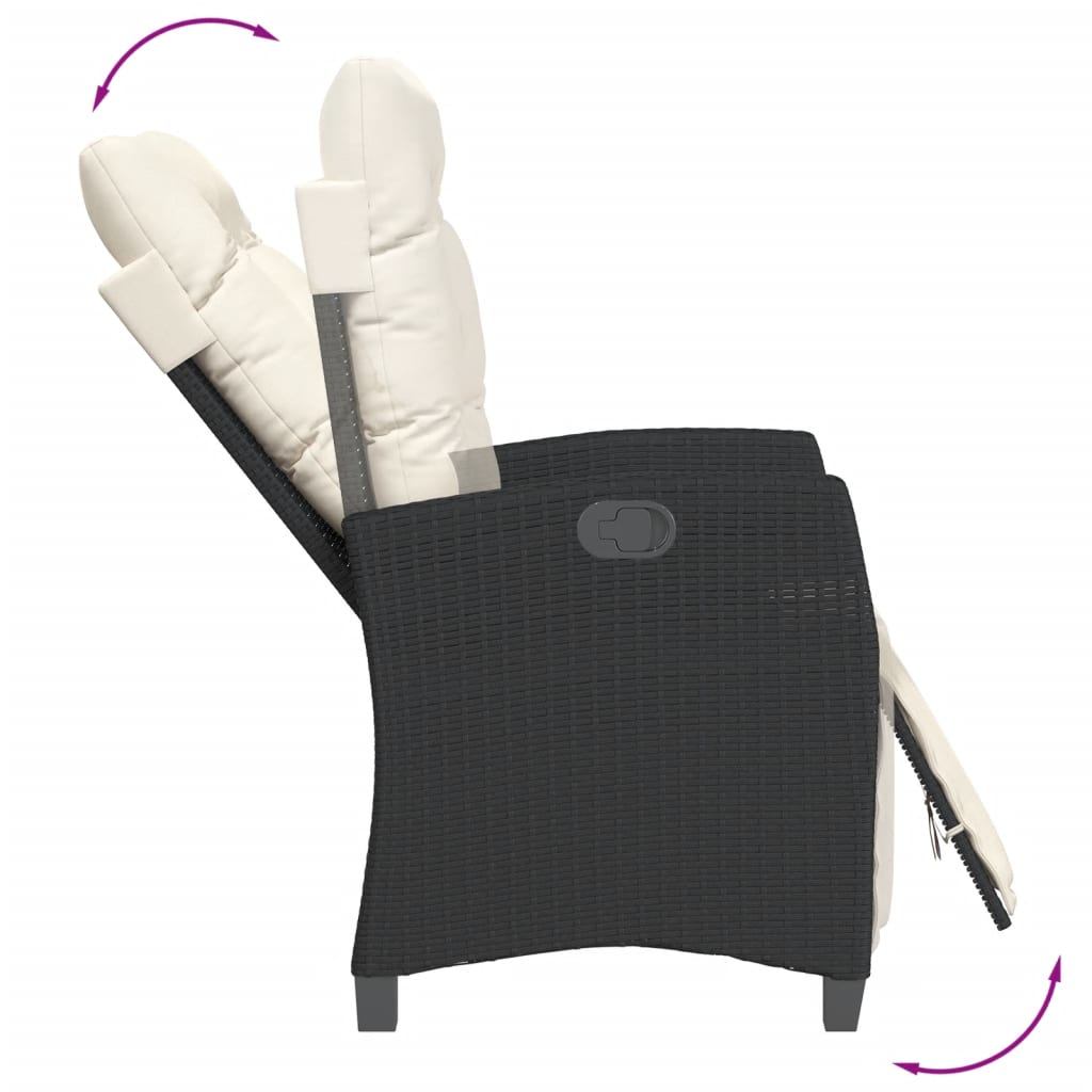 Ensemble à manger de jardin avec coussins 3 pcs Noir