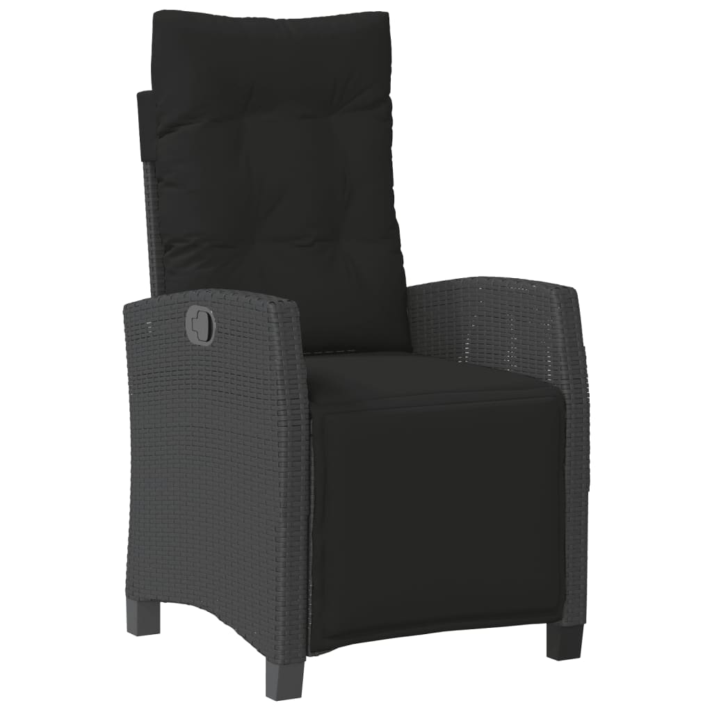 Ensemble à manger de jardin avec coussins 3 pcs Noir