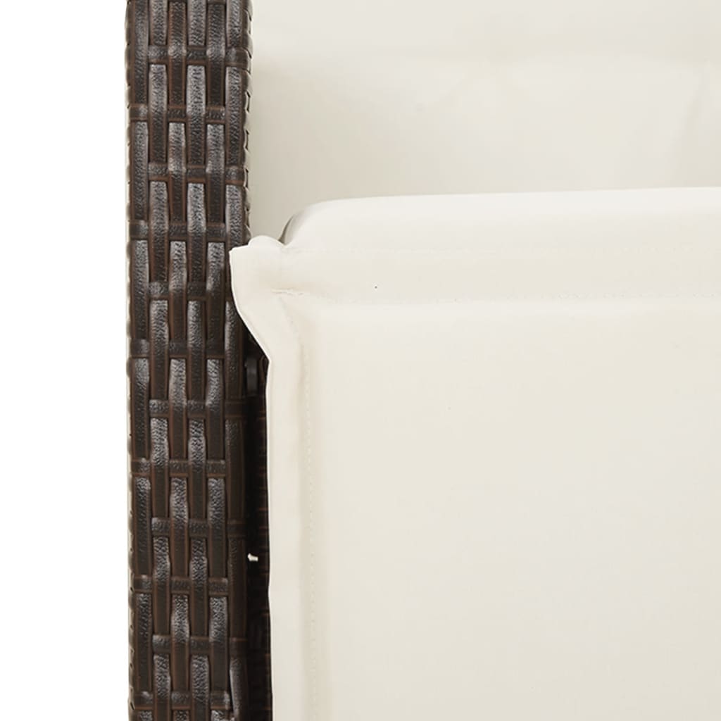 Ensemble à manger de jardin 5 pcs et coussins marron poly rotin