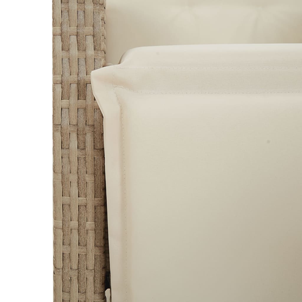 Ensemble à manger de jardin et coussins 3 pcs Beige poly rotin