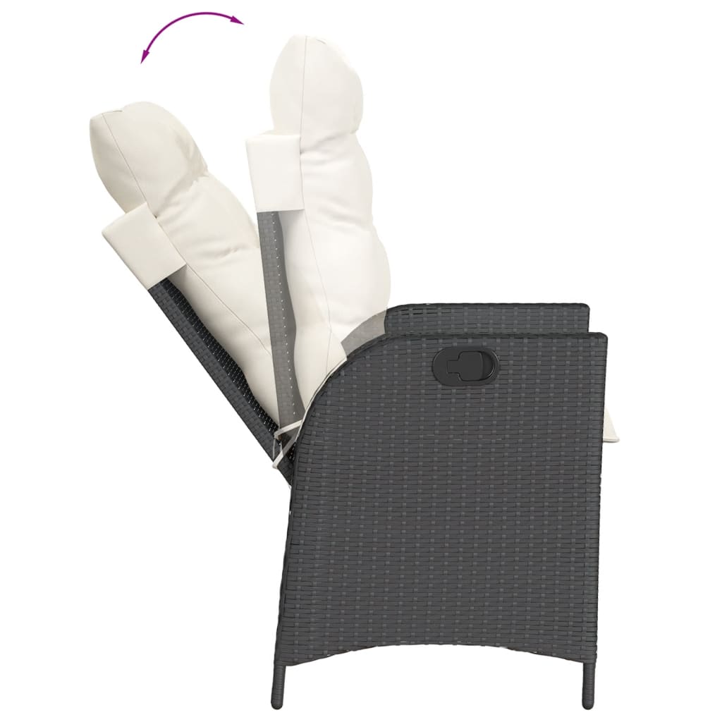 Ensemble à manger de jardin coussins 5pcs Noir Résine tressée