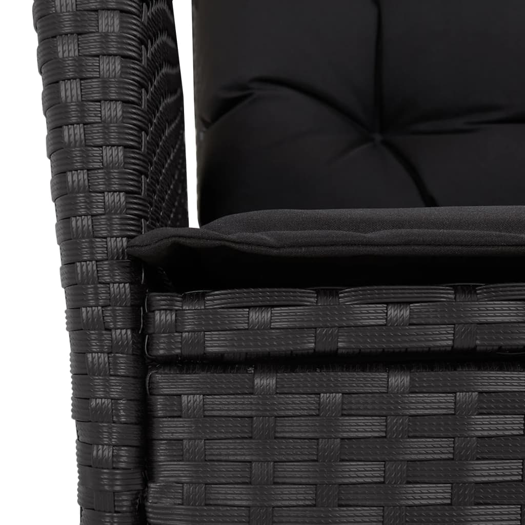 Ensemble à manger de jardin avec coussins 3 pcs Noir