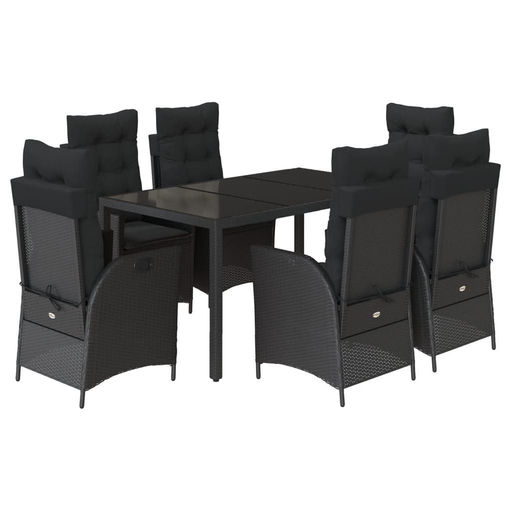 Ensemble à manger de jardin coussins 7pcs Noir Résine tressée Salons de jardin vidaXL