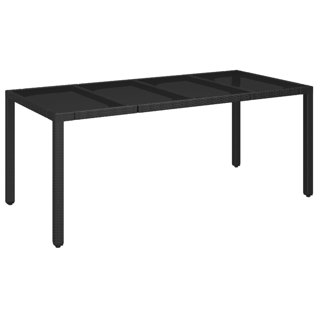 Ensemble à manger de jardin coussins 7pcs Noir Résine tressée