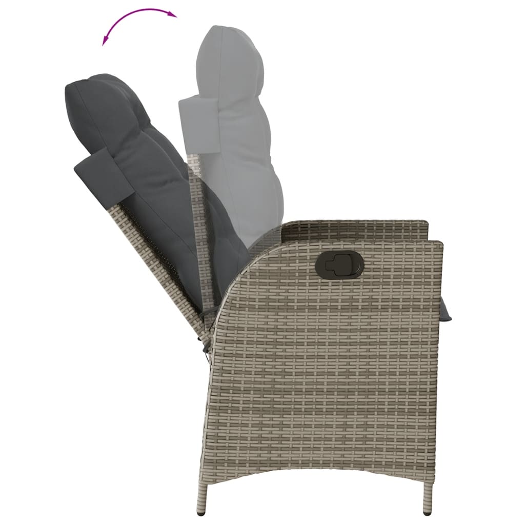 Ensemble à manger de jardin 5 pcs coussins gris résine tressée