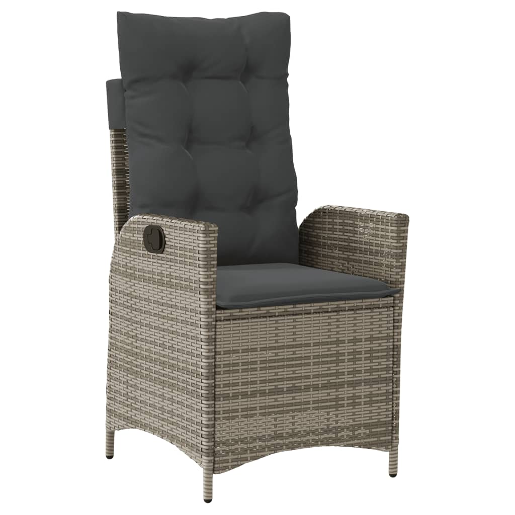 Ensemble à manger de jardin et coussins 7 pcs gris rotin