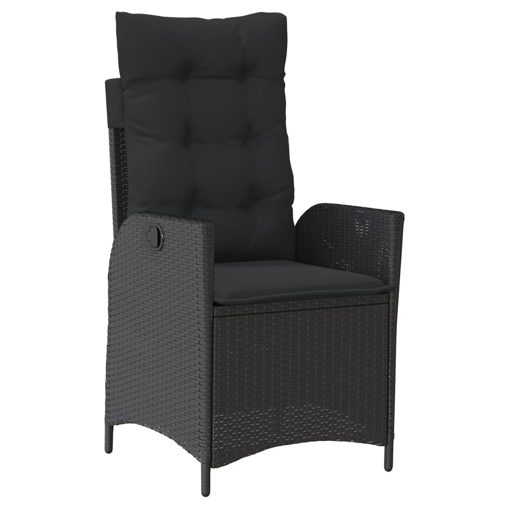 Ensemble à manger de jardin coussins 5pcs Noir Résine tressée