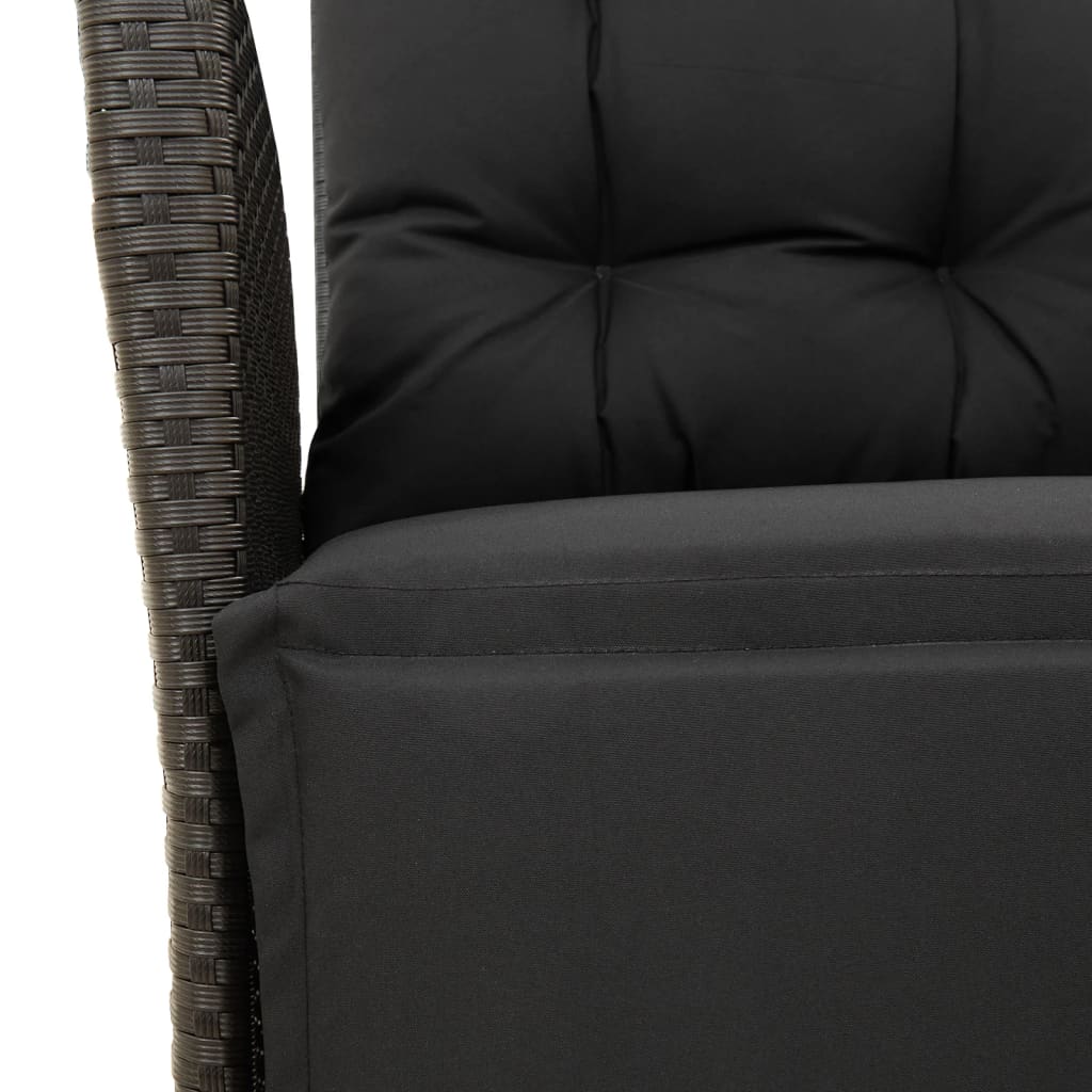 Ensemble à manger de jardin coussins 5pcs Noir Résine tressée