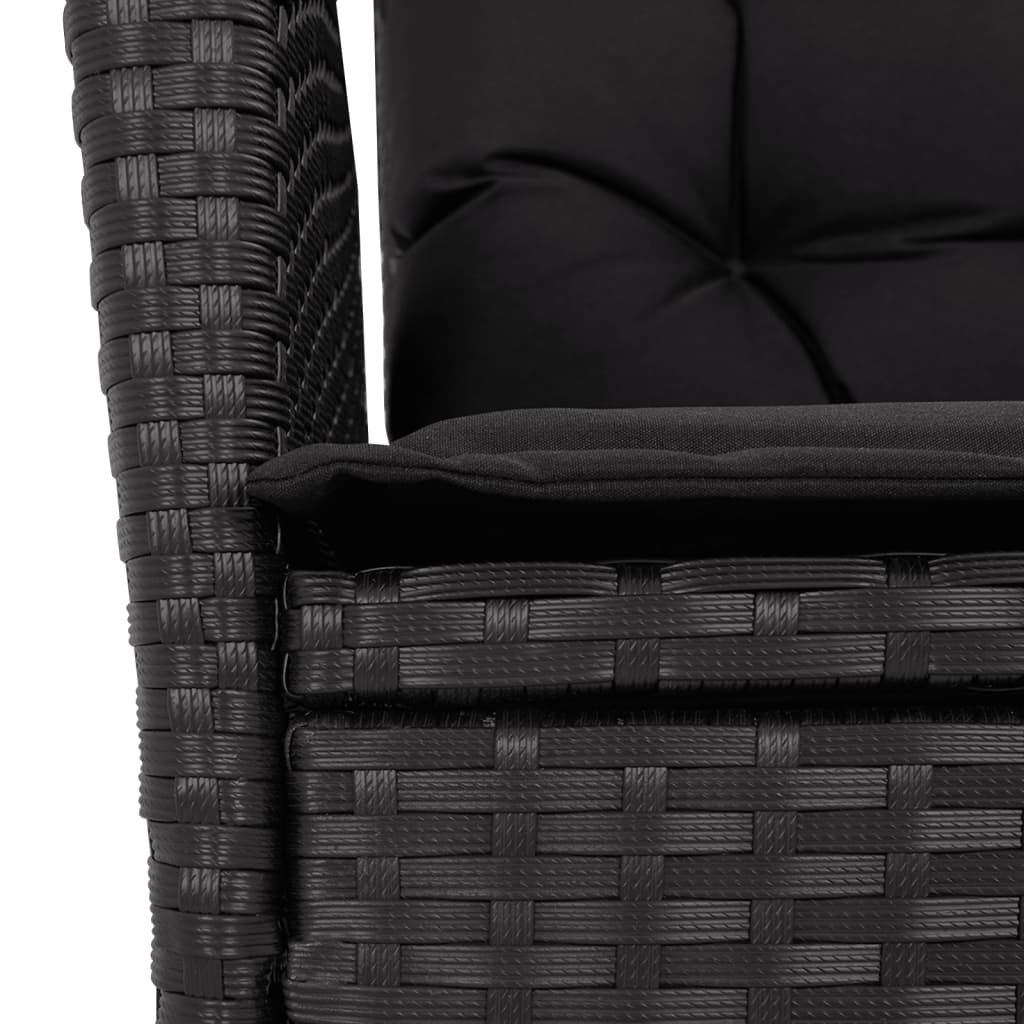 Ensemble à manger de jardin coussins 7pcs Noir Résine tressée