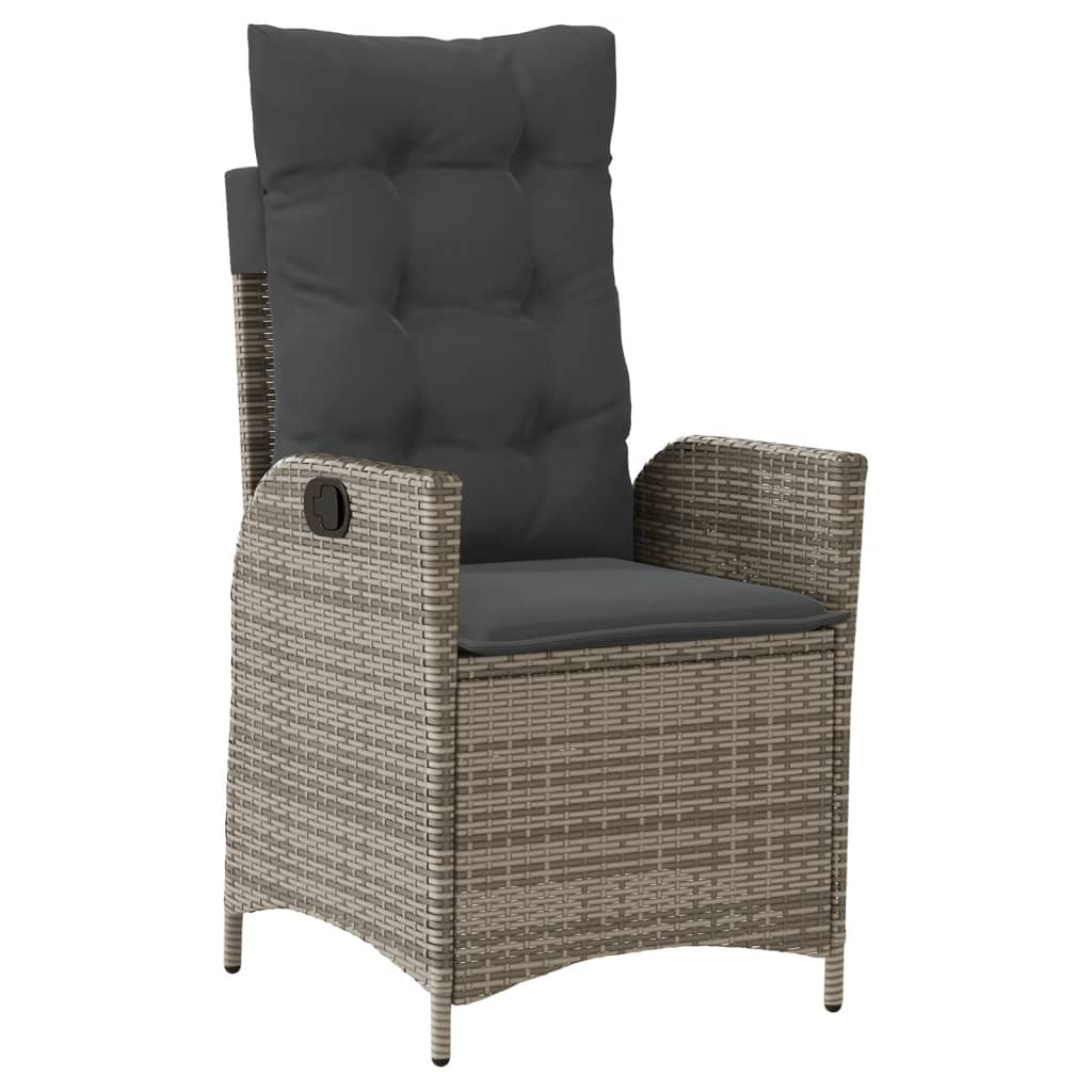 Ensemble à manger de jardin 3 pcs coussins gris résine tressée