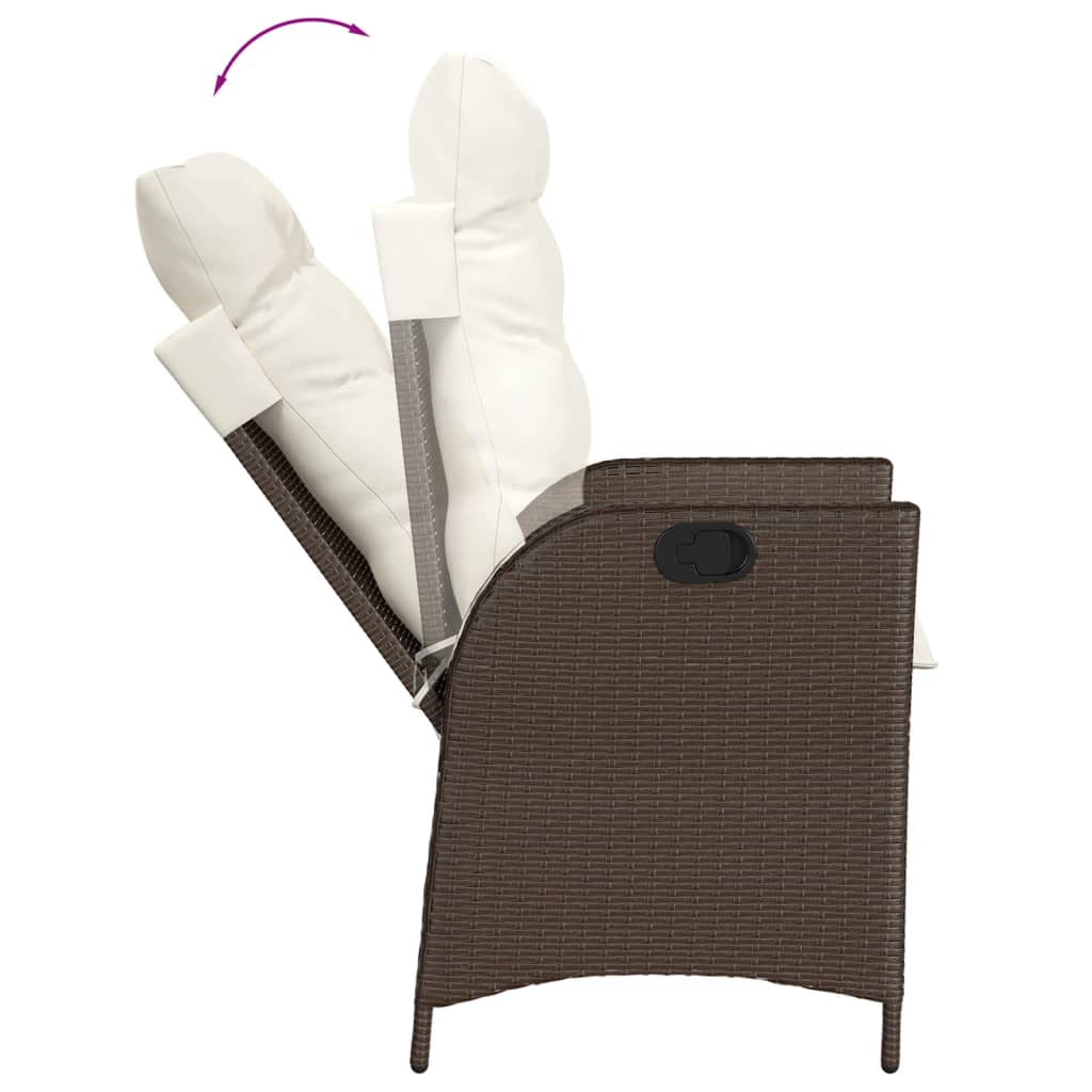 Ensemble à manger de jardin et coussins 7 pcs marron rotin