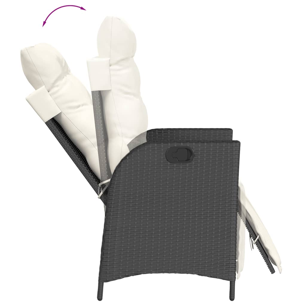 Ensemble à manger de jardin coussins 7pcs Noir Résine tressée