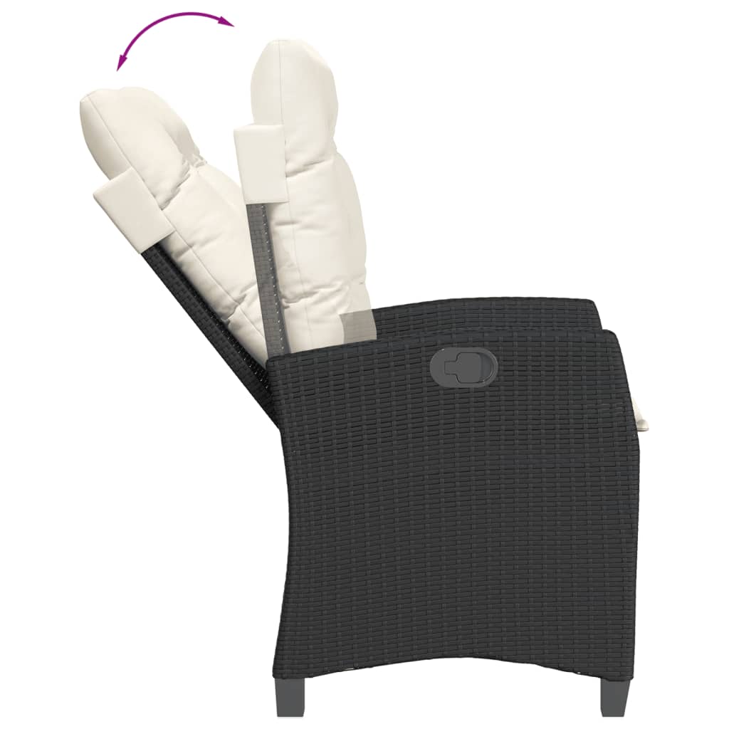 Ensemble à manger de jardin avec coussins 3 pcs Noir