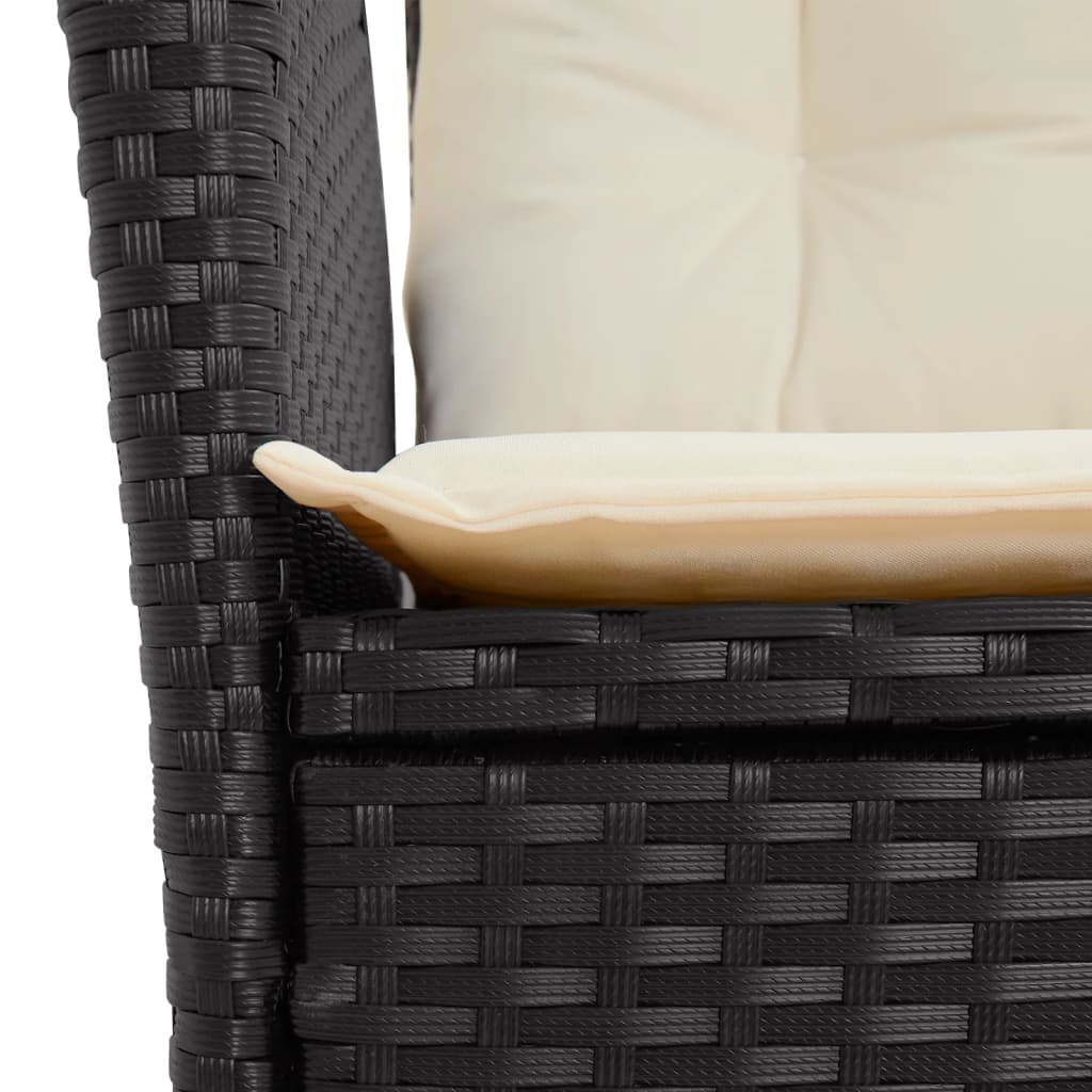 Ensemble à manger de jardin coussins 7pcs Noir Résine tressée