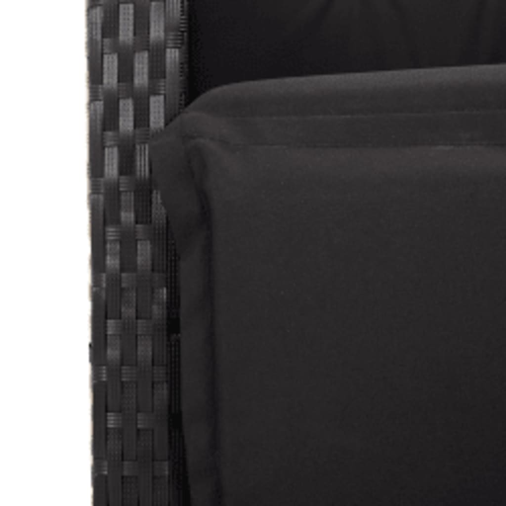 Ensemble à manger de jardin coussins 7pcs Noir Résine tressée