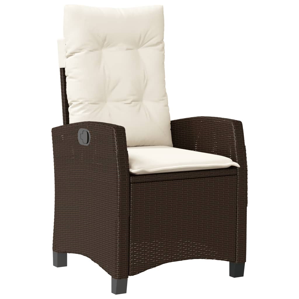 Ensemble à manger de jardin 3 pcs et coussins marron poly rotin