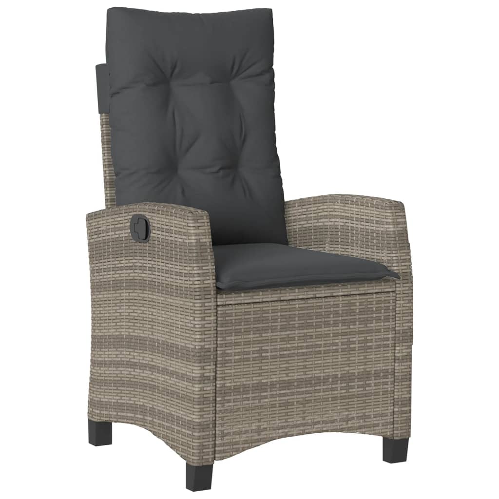 Ensemble à manger de jardin 3 pcs coussins gris résine tressée