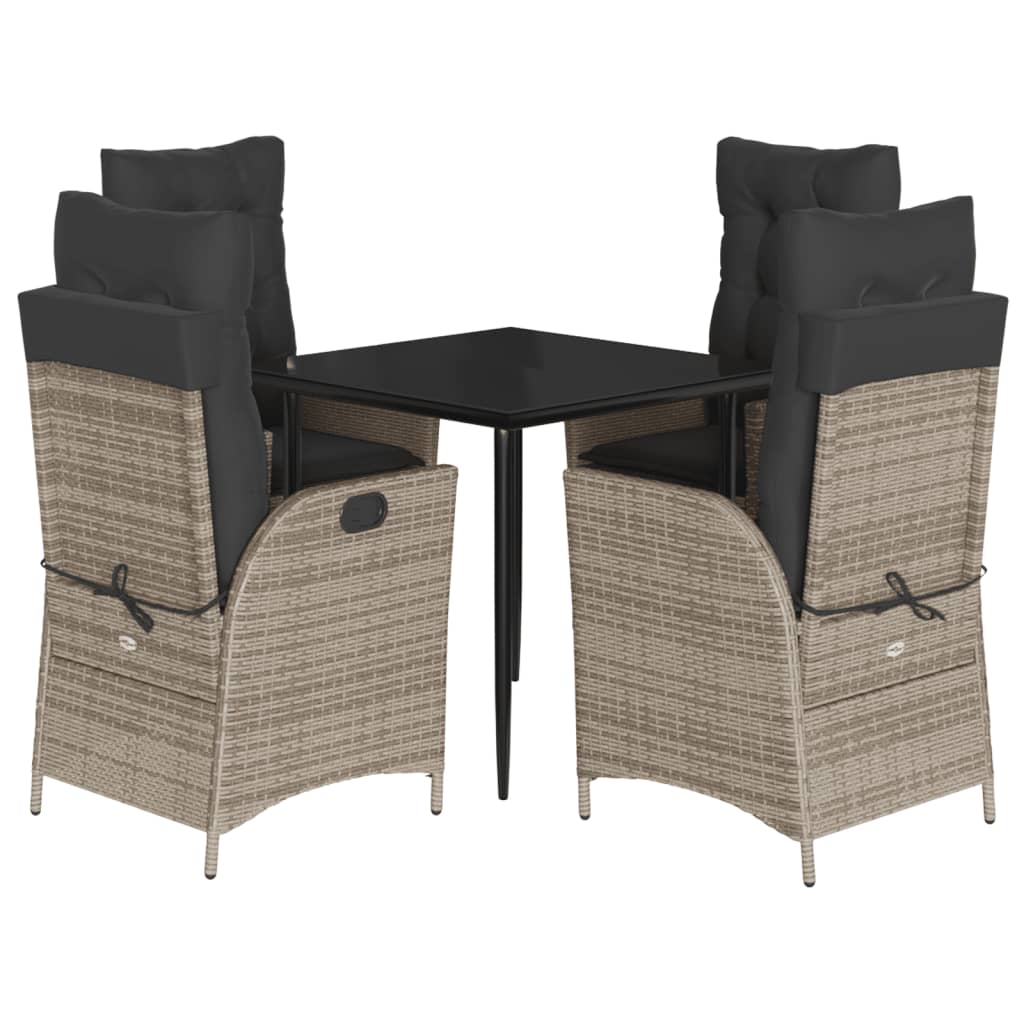 Ensemble à manger de jardin 5 pcs coussins gris résine tressée