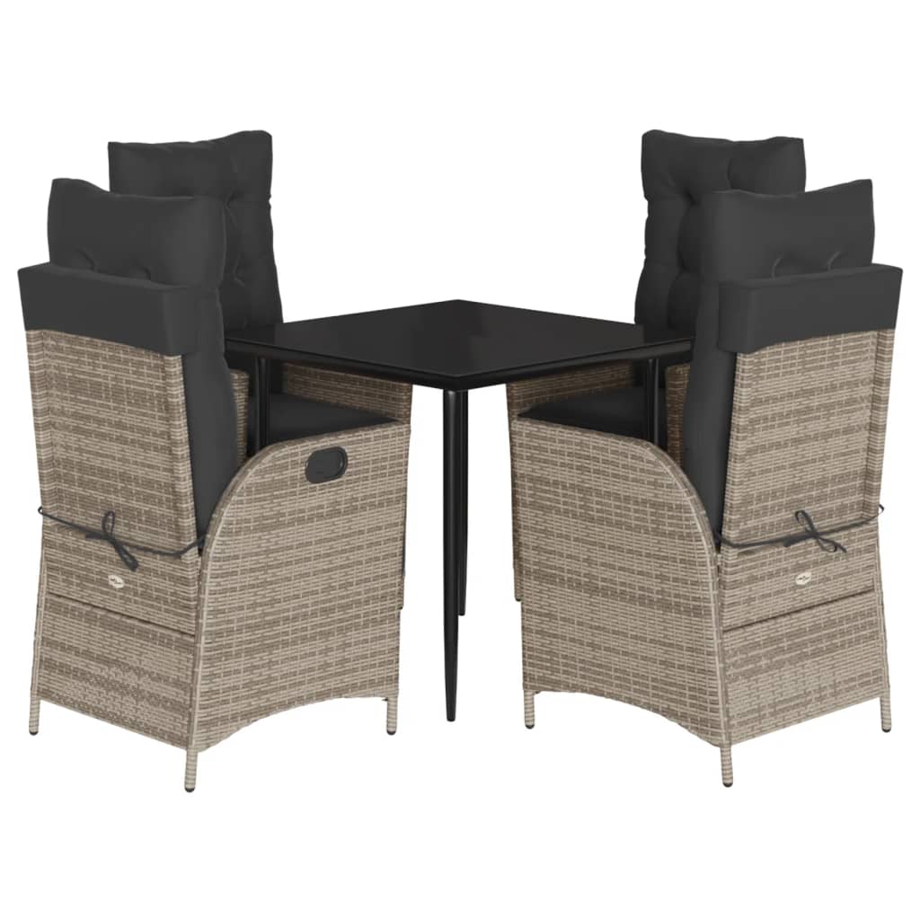 Ensemble à manger de jardin 5 pcs coussins gris résine tressée