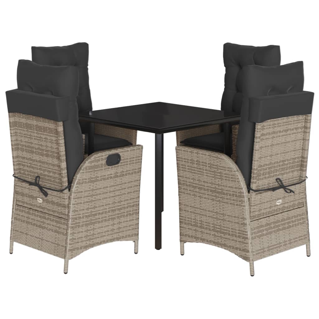 Ensemble à manger de jardin 5 pcs coussins gris résine tressée
