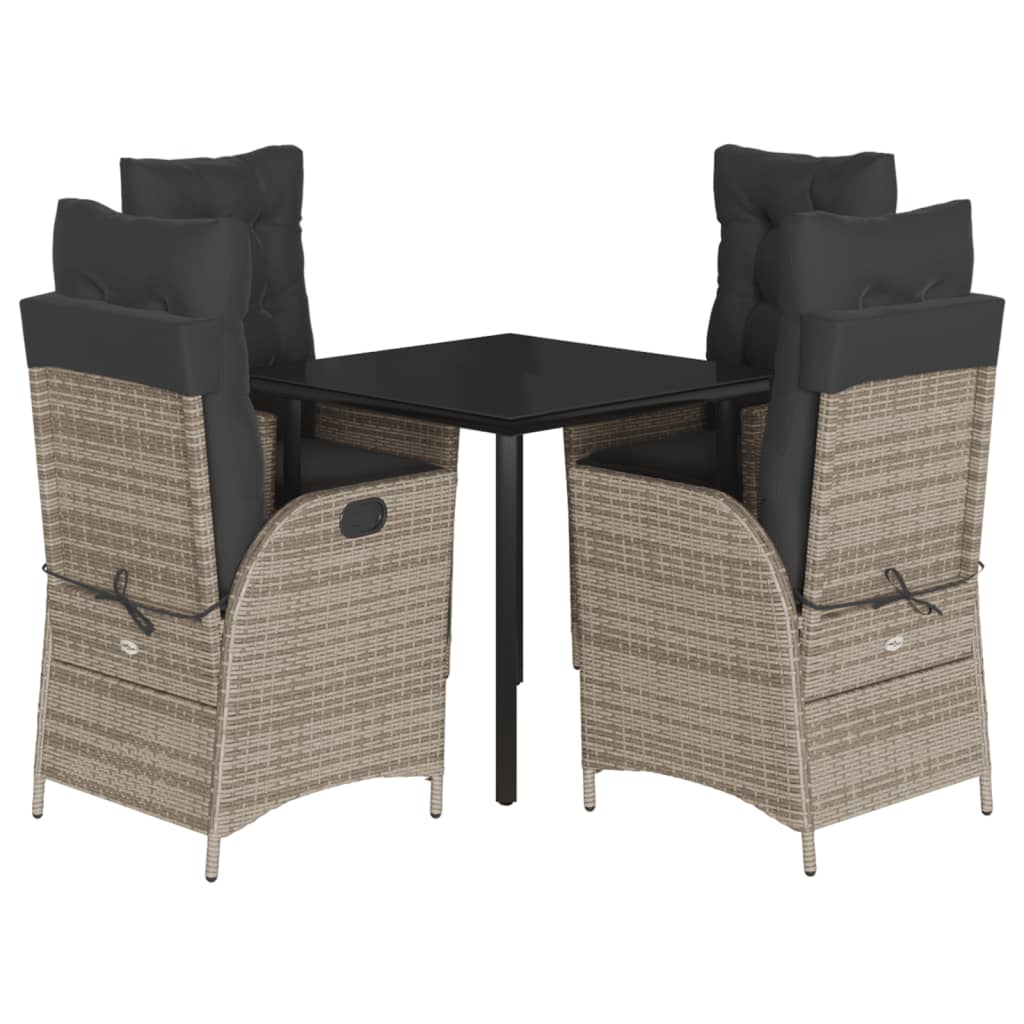 Ensemble à manger de jardin 5 pcs coussins gris résine tressée