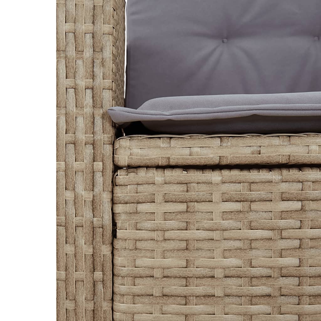 Ensemble à manger de jardin et coussins 3 pcs Beige poly rotin