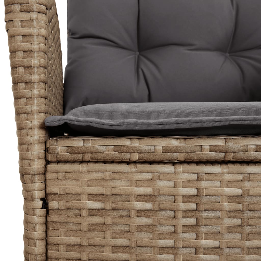 Ensemble à manger de jardin avec coussins 5pcs Beige poly rotin