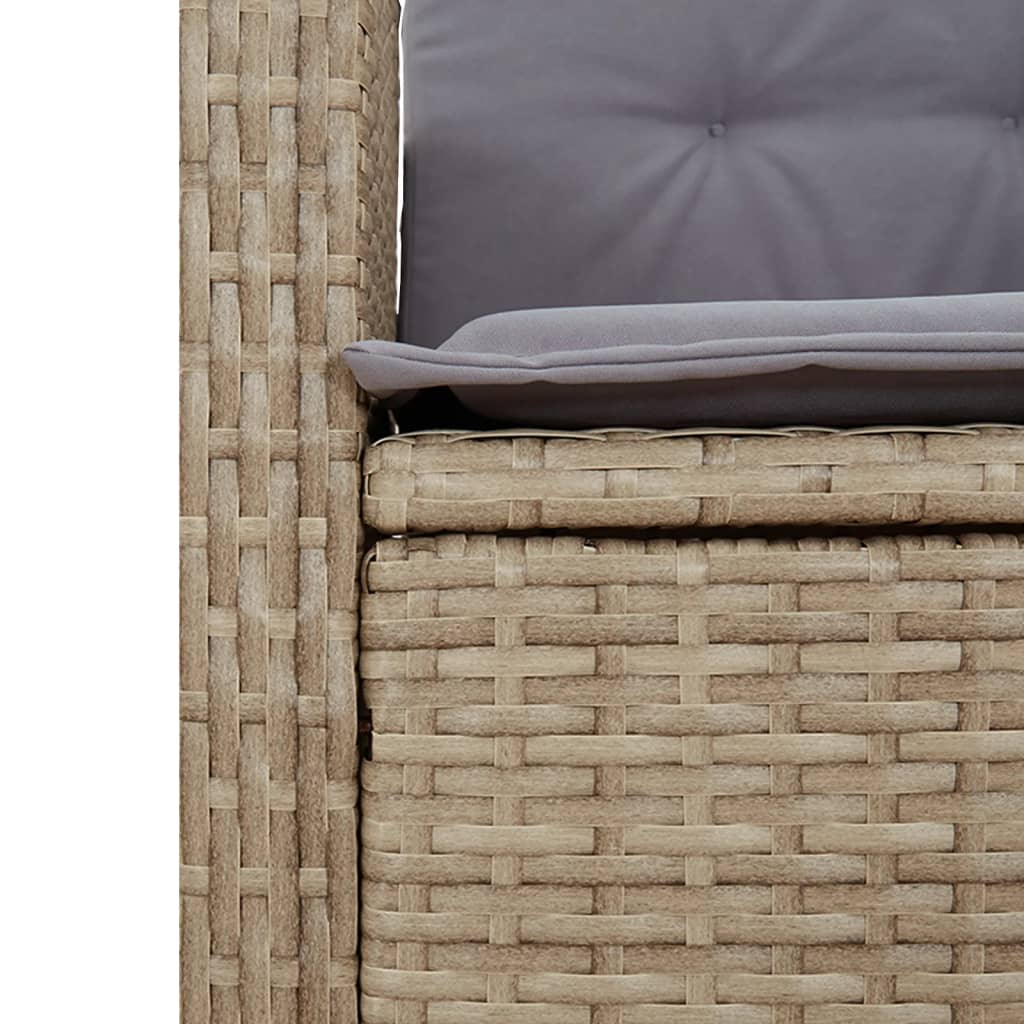 Ensemble à manger de jardin avec coussins 5pcs Beige poly rotin