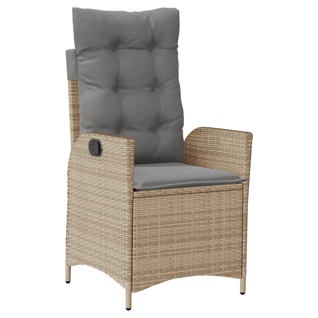 Ensemble à manger de jardin et coussins 7 pcs beige poly rotin