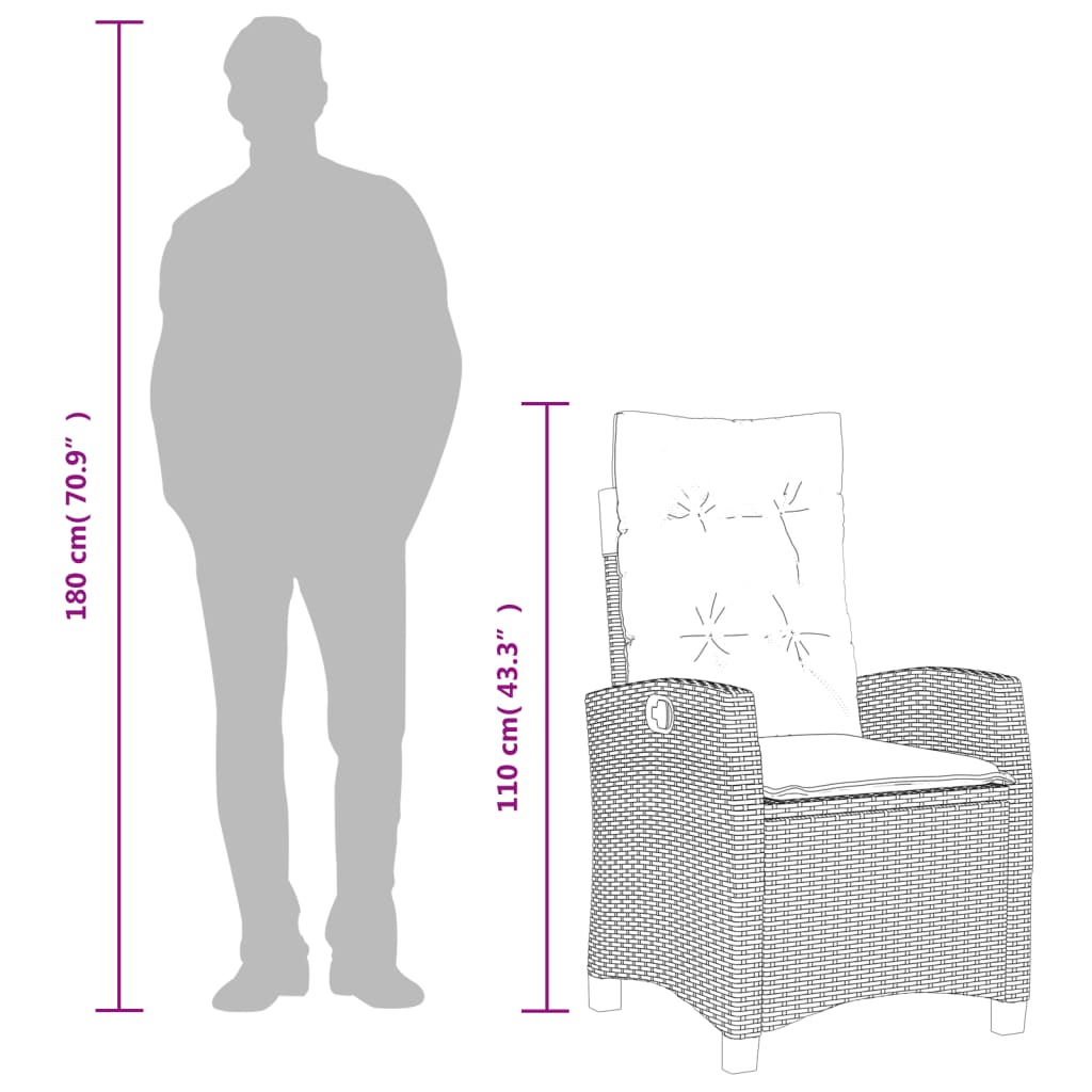 Ensemble à manger de jardin et coussins 5 pcs gris clair rotin