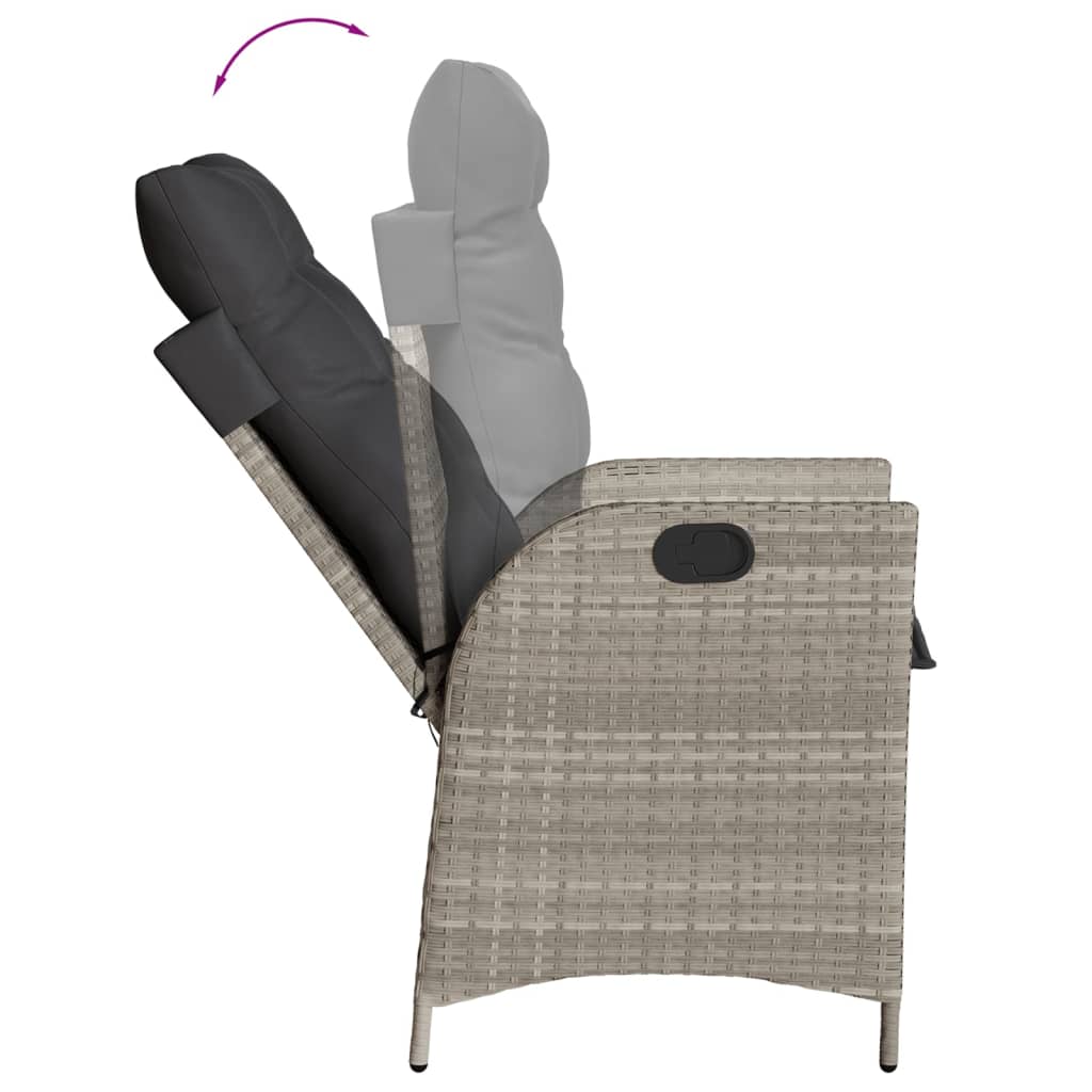 Ensemble à manger de jardin et coussins 7 pcs gris clair rotin