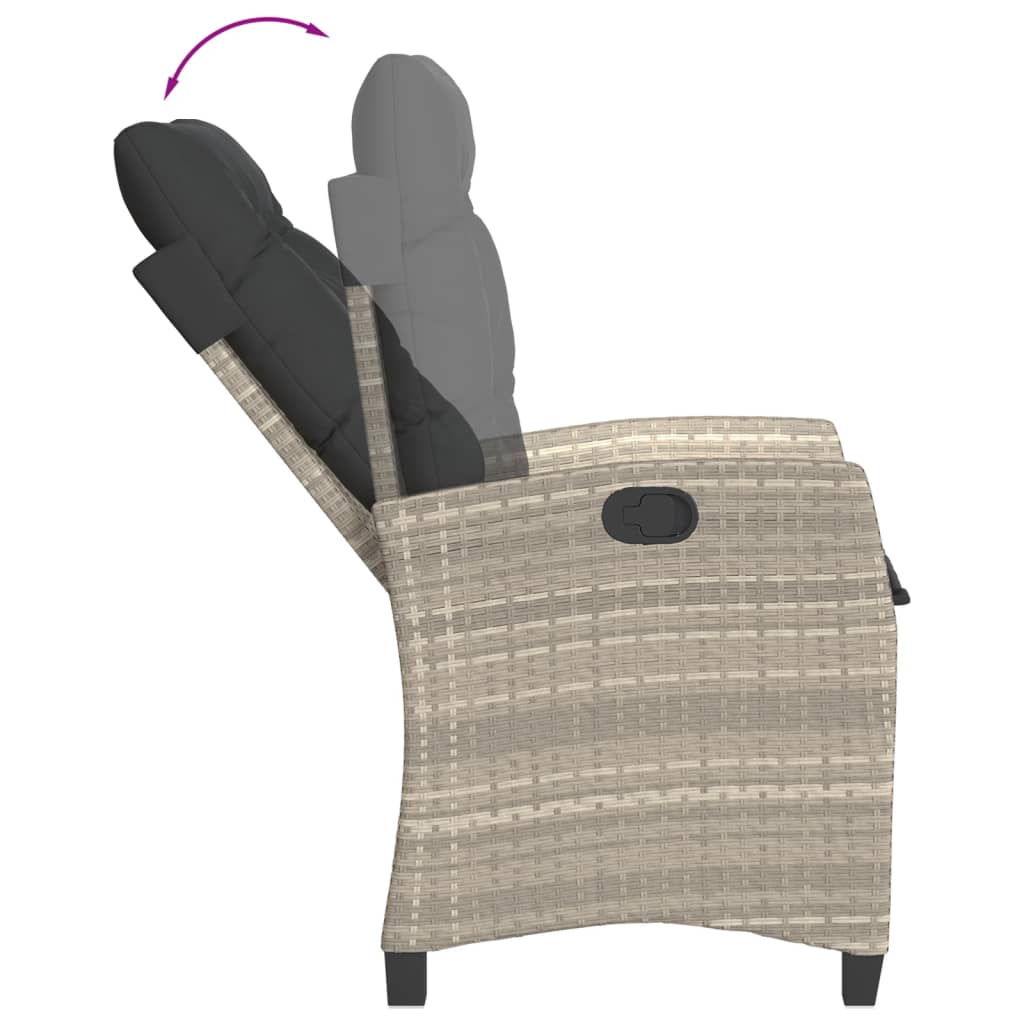 Ensemble à manger de jardin et coussins 5 pcs gris clair rotin