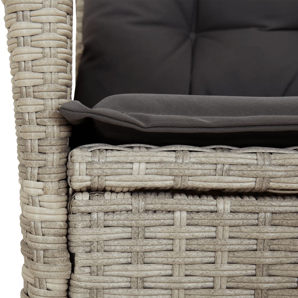 Ensemble à manger de jardin et coussins 7 pcs gris clair rotin