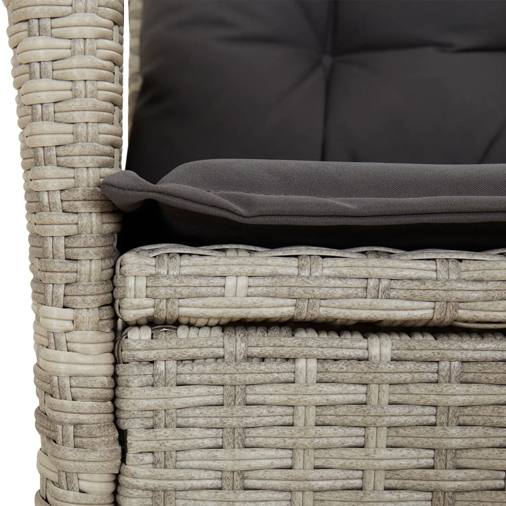Ensemble à manger de jardin et coussins 7 pcs gris clair rotin