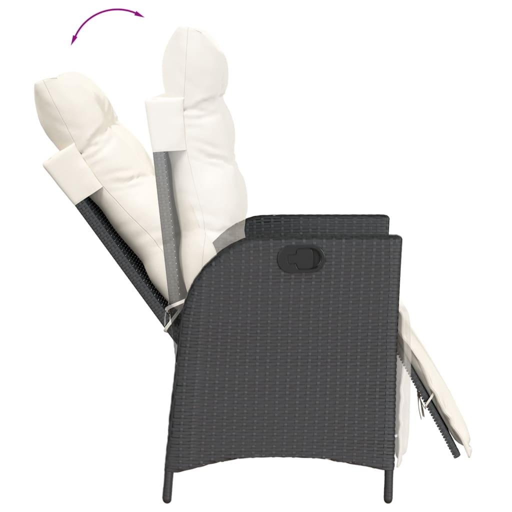 Ensemble à manger de jardin avec coussins 3 pcs Noir